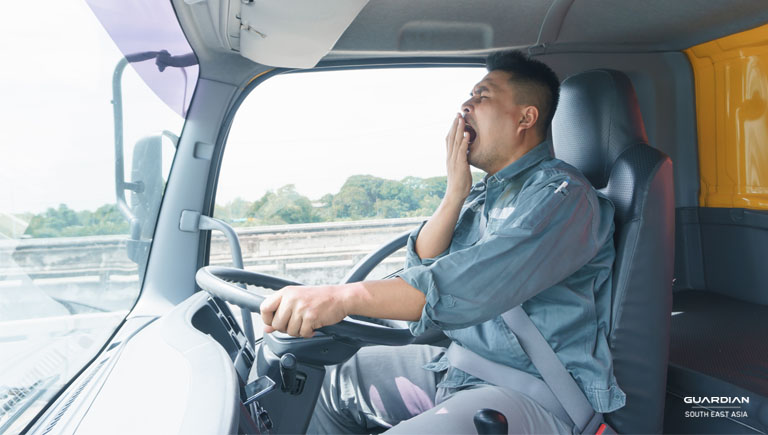 truck driver yawning